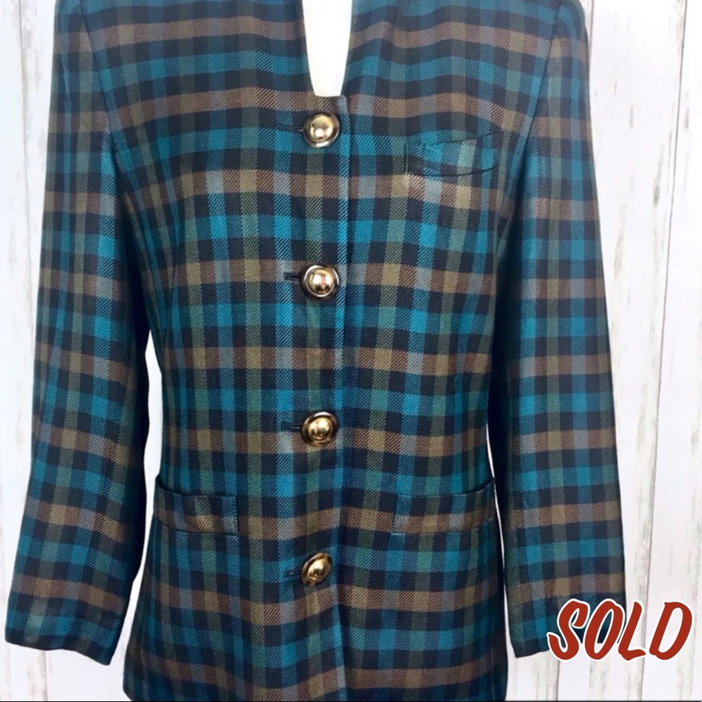 Le Suit for Dress Barn Size 10 Checkered Blazer